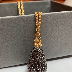 Joan Rivers Smokey Crystal Egg Pendant Vintage